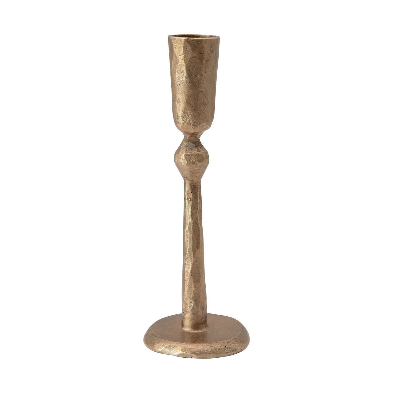 Hello Honey® 7" Antique Brass Hand-Forged Metal Taper Candle Holder